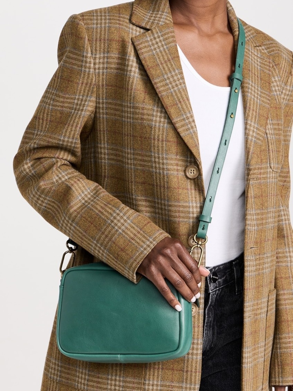 Madewell Medium Carabiner Leather Crossbody Bag in Spruce Green